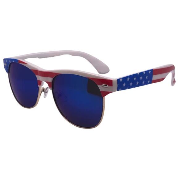 6026-1 | Blue Mirror Lens USA Flag Wayfarer Sunglasses - Picture 3 of 5